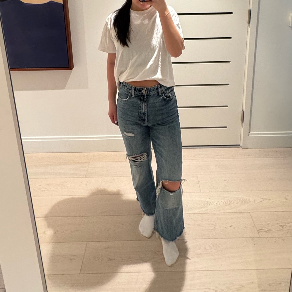 Zara wide leg high rise jeans size 4